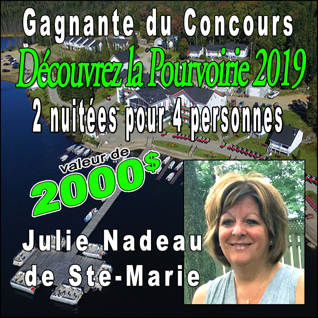 Julie Nadeau de Ste-Marie se mérite le prix pour le concours Découvrez la Pourvoirie 2019