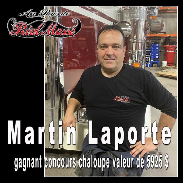 Martin Laporte gagnant concours chaloupe 2020 valeur de 5925$ a la pourvoirie real masse